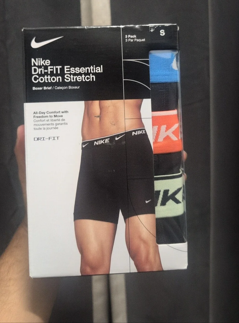 Nike mens  Boxer Brief 3-Pack - Black, Blue, Coral/Orange, Mint Size Small NIB